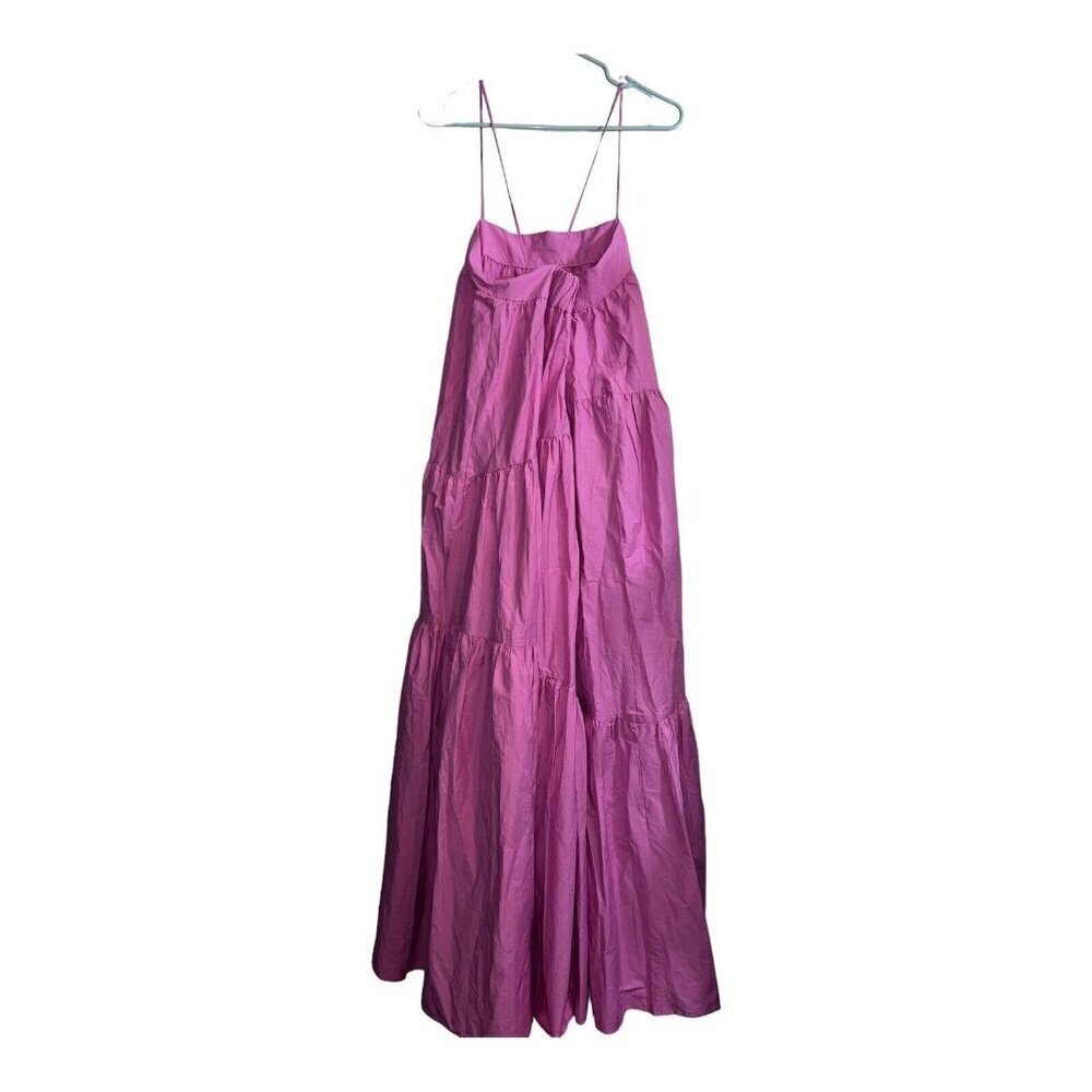 NWT MNG Mango ORGANIC COTTON Pink Sleeveless Parachute Maxi Dress Sz 8 - Picture 9 of 16